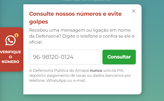 Capa da notícia Para evitar golpes, Defensoria cria ferramenta que verifica números de contato